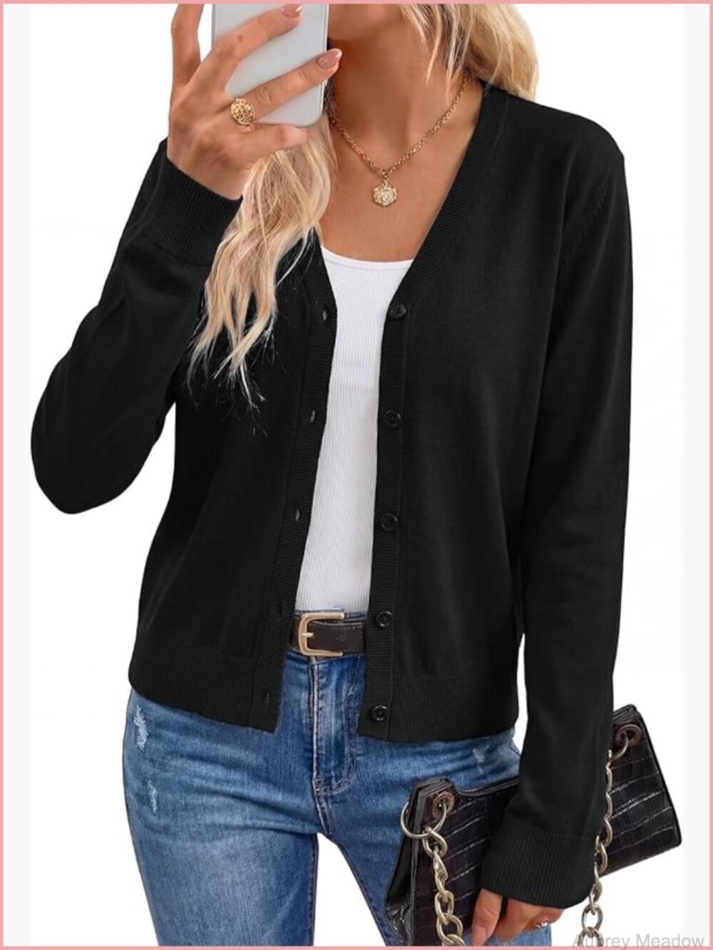 Women's Wool Blend Lightweight Cardigan Sweater V-Neck Button